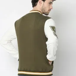 R&B Olive Cotton Regular Fit Graphic Jacket image 2