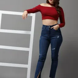 showoffff SHOWOFF High-Rise Blue Mildly Distressed Jeans image 4