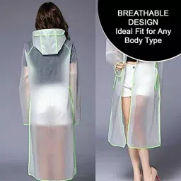 HACER EVA Hooded Type Top Button Closer Transparent & Parrot Green Rainsuit XL for Unisex, EXM1-PG-XL-N image 4