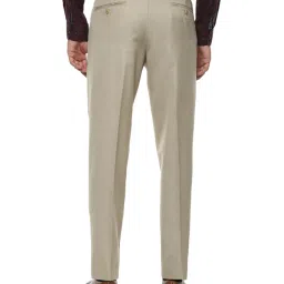 Van Heusen Beige Regular Fit Self Pattern Flat Front Trousers image 2