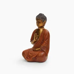 Pure Home and Living Orange & Gold Polyresin Sitting Buddha - Small image 4