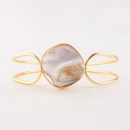 Ozanoo Gold-Plated Mother of Pearls Studded Cuff Bracelet image 3