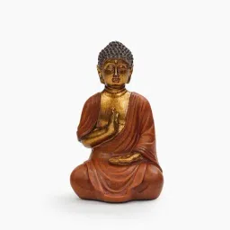 Pure Home and Living Orange & Gold Polyresin Sitting Buddha - Small image 3