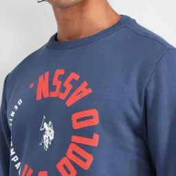 U.S. Polo Assn. Denim Co. Medium Blue Cotton Regular Fit Printed Sweatshirt image 5