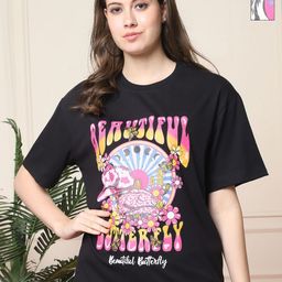Tromko Women Pack of 2 Graphic Printed Round Neck Cotton Oversized T-shirts-picture-44