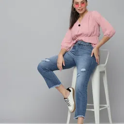 showoffff SHOWOFF High-Rise Blue Highly Distressed Jeans image 4