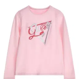 Guess Kids Pink Triangle Logo Regular Fit T-Shirt-image-58