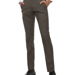 Van Heusen Brown Slim Fit Flat Front Trousers image 1