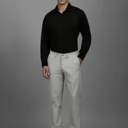 Louis Philippe Men Textured Slim Fit Formal Trousers image 3