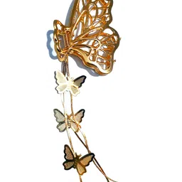 SH FSN Women Set of 2 Butterfly Golder with Pearls Hair Clutchers Claw Clip image 3