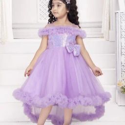 Ministitch Girls Lavender Flared Fit Party Dress-picture-46