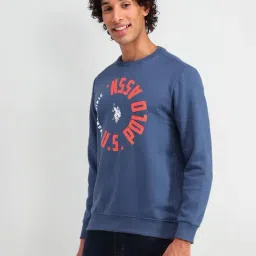 U.S. Polo Assn. Denim Co. Medium Blue Cotton Regular Fit Printed Sweatshirt image 3