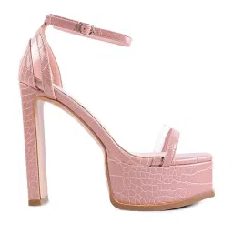 London Rag Women's Chunky Pink Ankle Strap Sandals image 1