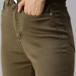 showoffff SHOWOFF Clean Look Khaki Straight Fit Denim Jeans image 5