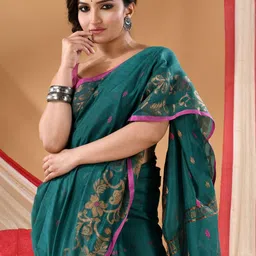 DESH BIDESH Ethnic Motifs Woven Design Zari Saree image 4
