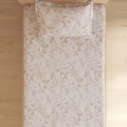 Home Centre Beige 200 TC Single Bedsheet with 1 Pillow Covers image 5