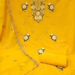 KALINI Georgette Embroidered Unstitched Dress Material with Dupatta image 2