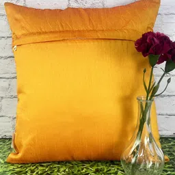 Pink Parrot Orange & Gold-Toned Set of 5 Ethnic Motifs Square Cushion Covers image 3