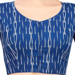 studio shringaar Women's Cotton Ikat Saree Blouse with Elbow Length Sleeves image 5