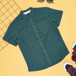 Indus Route by Pantaloons Cotton Half Sleeves Abstract Printed Shirt - Teal-picture-16