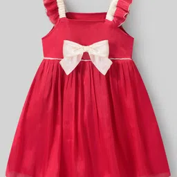 Mark & Mia Frill Sleeves Party Frock with Bow Applique - Red-picture-17