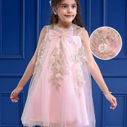 Mark & Mia Woven Sleeveless Party Dress With Floral Embroidery Sequin Detailing & Bow Applique - Pink-picture-25