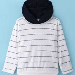 Rikidoos Full Sleeves Striped Hoodie - White-picture-37