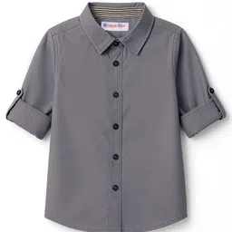 kookie kids india Kookie Kids Cotton Woven Full Sleeves Solid Colour Shirt - Charcoal Grey-picture-19