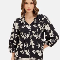 Kazo Floral Print Flared Sleeve Top image 5
