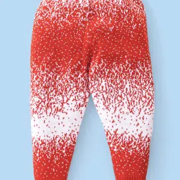 Babyhug 100% Acrylic Knit Full Length Fleece Woollen Pant with Abstract Design - Red & White image 2