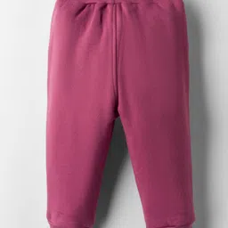 Pink Rabbit Single Jersey Knit Full Length Lounge Pant with Text Print - Dark Pink image 2