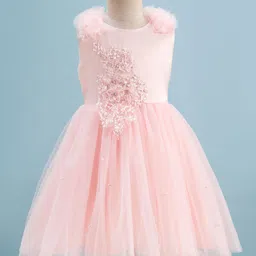 Mark & Mia Woven Sleeveless Party Dress with Embroidery & Sequin Detailing - Peach image 2