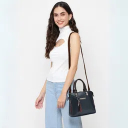 VISMIINTREND Women's Sling Bag with Detachable & Adjustable Strap Pu Leather Stylish Handbag for Travel, Office & Regular Use - Black image 2