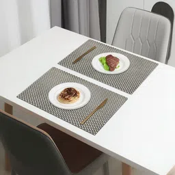 LUXEHOME INTERNATIONAL Black & Beige 2 Pieces Textured Anti-Skid Table Placemats-picture-19