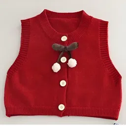 Googo Gaaga Cotton Knit Full Sleeves Floral Printed Top Jeans With Light Winter Sweater Set - Red image 4