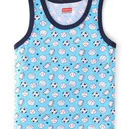 Babyhug 100 % Cotton Sleeveless Sando Striped and Football Print Pack of 3- Multicolour image 4