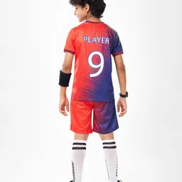 Pine Active Knit Half Sleeves Printed T-Shirt & Shorts Set - Red image 4