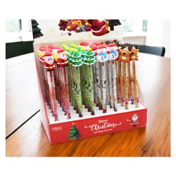 Asera 24 Pcs Christmas Pencils Stackable Push Pencils with Christmas Santa Claus Cap, Christmas Tree, Snowman for kids Birthday Return Gifts Party Favours favors Take away Gifts - Red & Green image 4