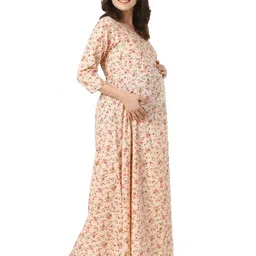 Zuvino Floral Print Maternity A-Line Midi Dress image 4