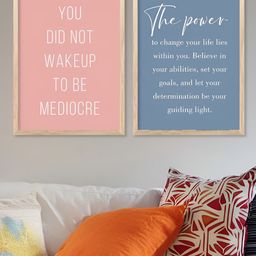 Kotart Blue & Pink 2 Piece Motivational Wooden Wall Arts-picture-32