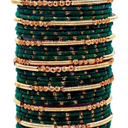 Only Offers Set Of 34 Green Glass Artificial Stones Bangle-picture-17