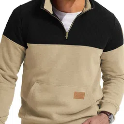 StyleCast x Revolte Men Colourblocked Mock Collar Pullover Sweatshirt-picture-32
