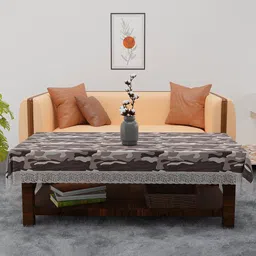 Kuber Industries Brown Waterproof Plastic 4-Seater Table Cover image 2