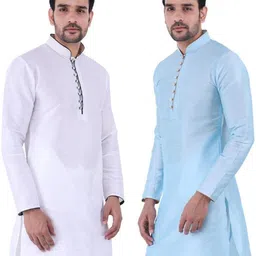 JEXI Men Regular Pure Silk Kurta with Pyjamas-image-16
