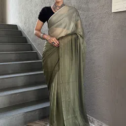 V3 FASHION STUDIO Striped Pure Chiffon Ready to Wear Jamdani Saree-picture-21
