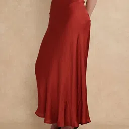 RAREISM Women Ronu B Rust Flared Maxi Skirt image 3