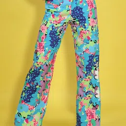 Cutiekins Girls Floral Printed Knitted Palazzos-picture-11