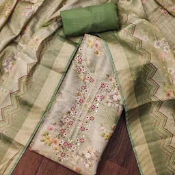 NEGRONI Floral Embroidered Beads And Stones Unstitched Dress Material-image-13