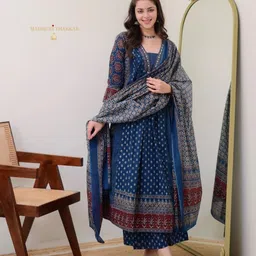 SRILICA Women Ethnic Motifs Printed Panelled Kurta with Palazzos & With Dupatta-picture-11