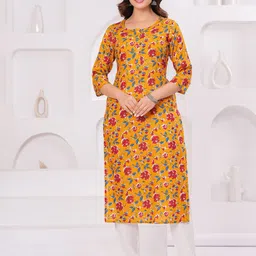 INAVISH Floral Printed Round Neck Straight Kurta-picture-11